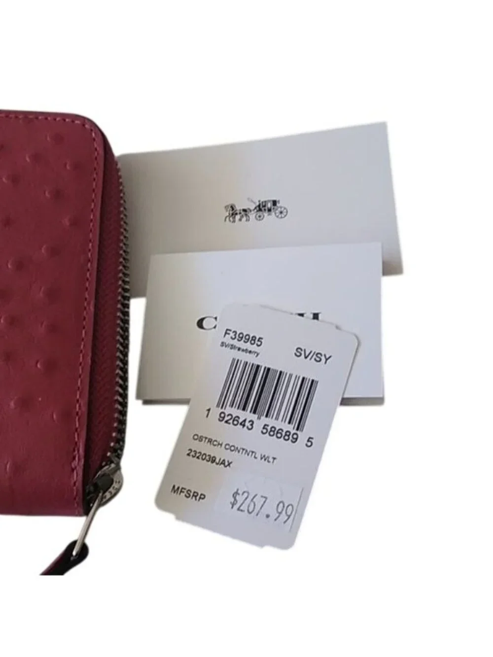 Coach F39885 Embossed Continental Wallet, SV/Strawberry - Picture 4 of 6